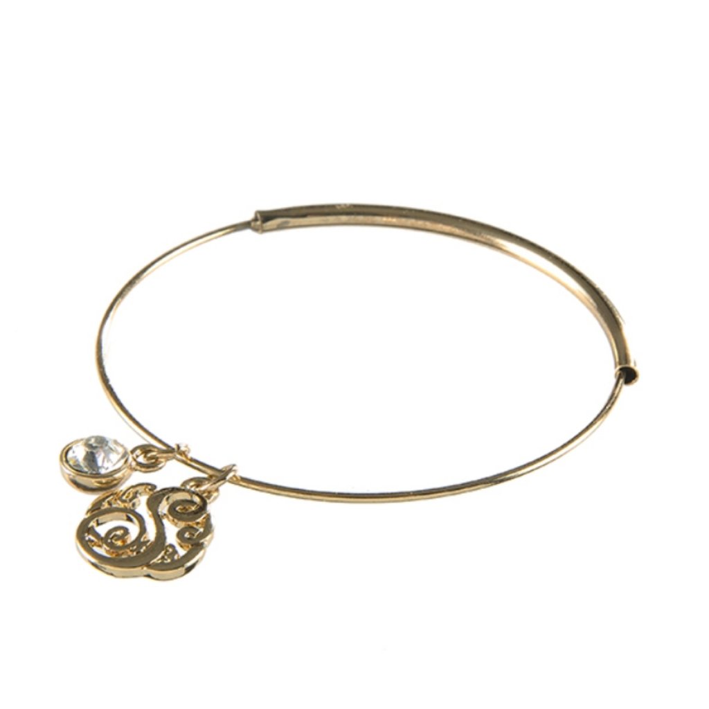 Adjustable Bangle Initial "S" Bracelet